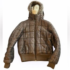 Tommy Hilfiger tan brown bumper puffer jacket Sz S